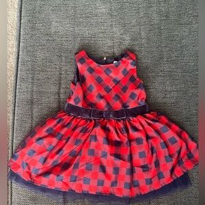 12M Cat & Jack Red and Navy Plaid Toddler Dress